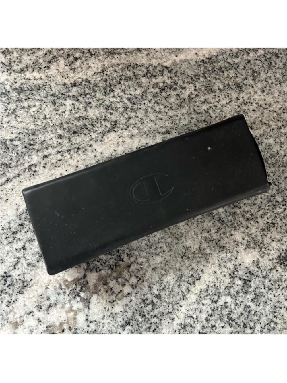 Champion Black Hard Sunglasses Case with Embossed Logo leather travel eyeglass